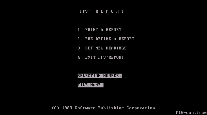 PFS Report A01 - Menu